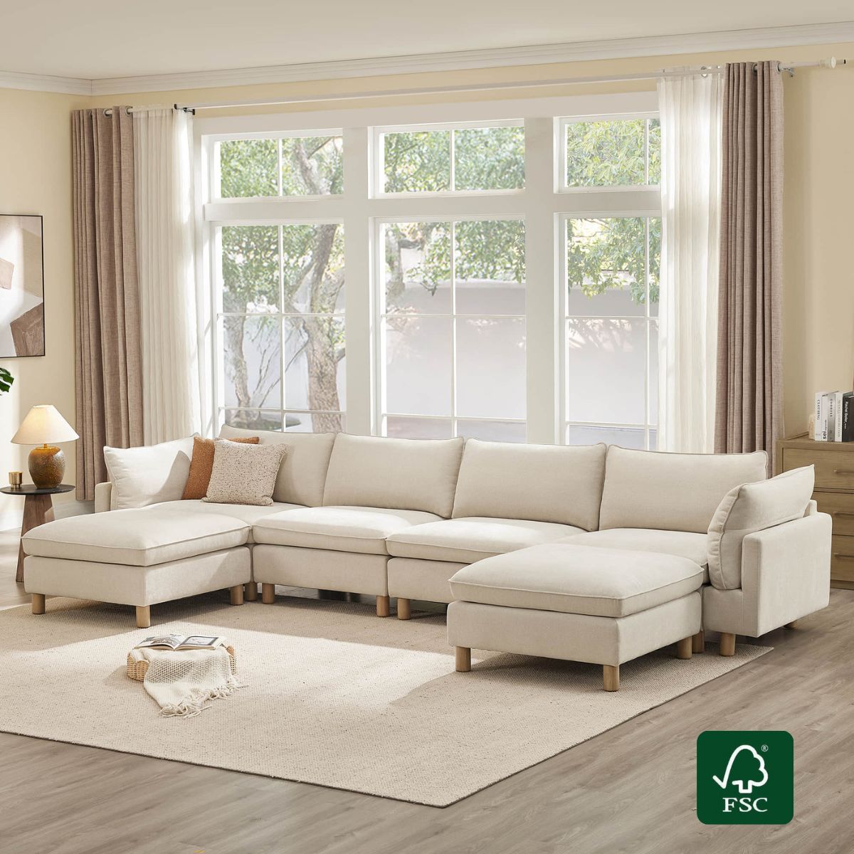 Brendon Modular 6-Seat Sectional Sofa with Wood Leg