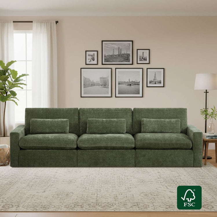 Ivy Modular 3-Seat Performance Fabric Sofa with Storage Ottoman