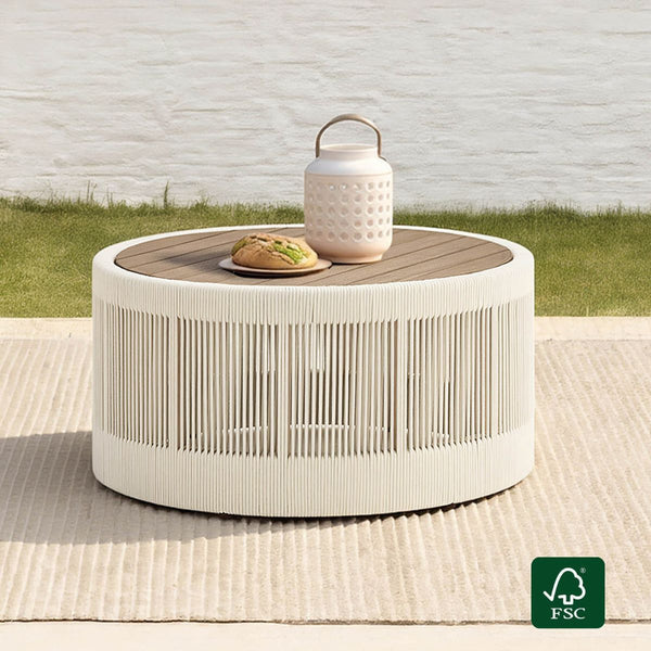 Clover Acacia Wood Rope Outdoor Coffee Table