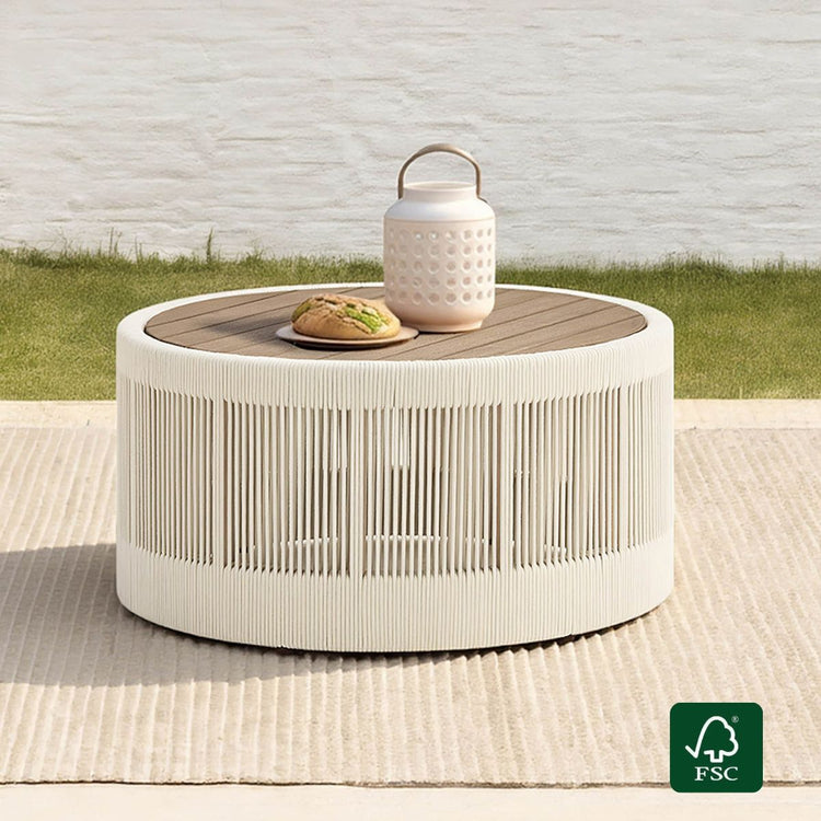 Clover Acacia Wood Rope Outdoor Coffee Table
