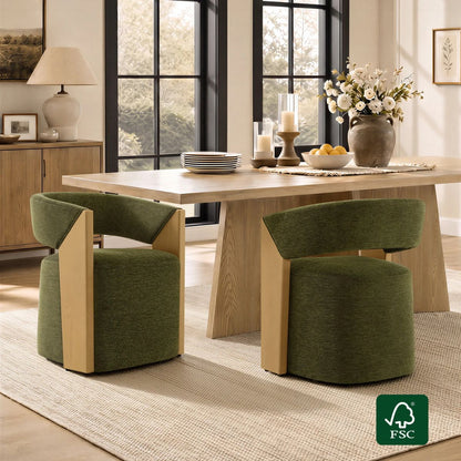 Ansel Modern Rolling Dining Chair with Armrest