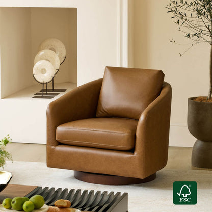 Wren Modern Swivel Accent Chair with Back Cushion