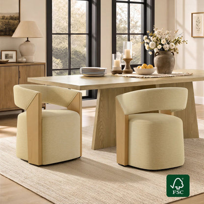 Ansel Modern Rolling Dining Chair with Armrest