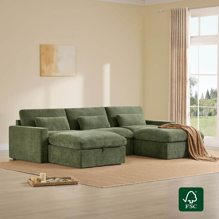 Ivy 5-Seat Performance Fabric Modular Sectional Sofa with Storage Ottoman