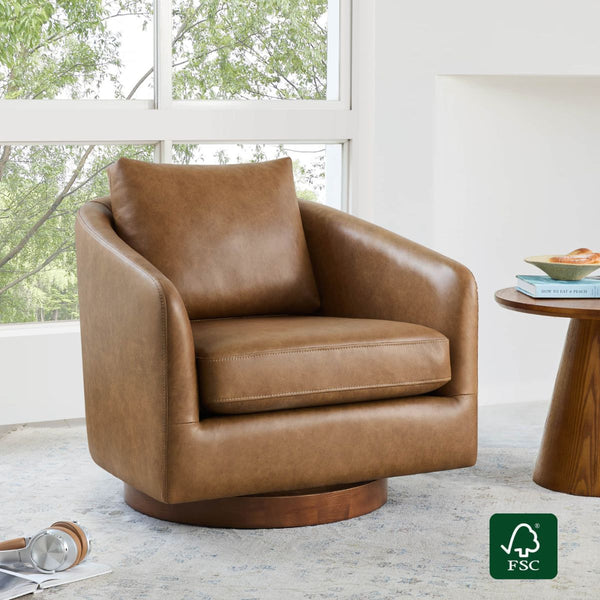 Wren Modern Swivel Accent Chair with Back Cushion