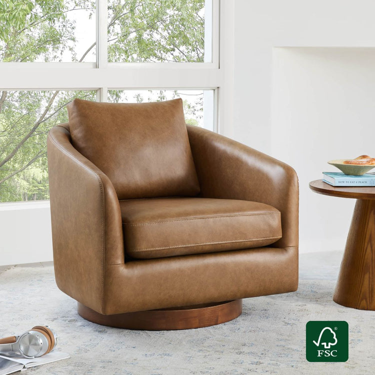 Wren Modern Swivel Accent Chair with Back Cushion
