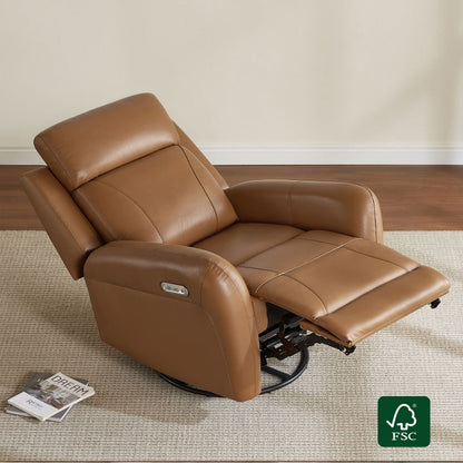 Myles Genuine Leather Swivel Glider Power Recliner