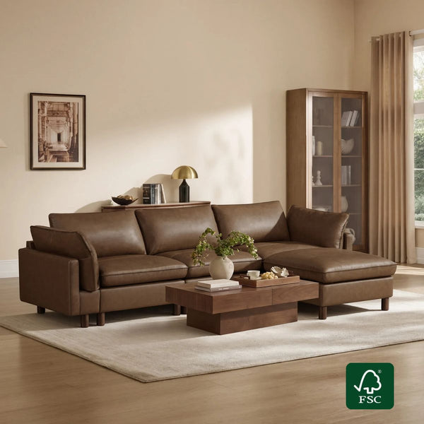 Brendon Modular 4-Seat Sectional Sofa with Wood Leg