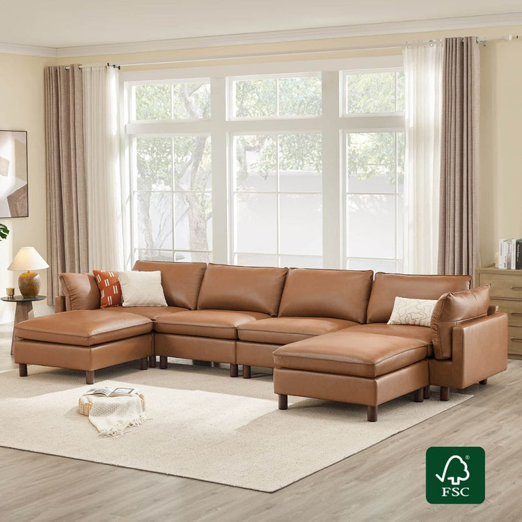 Brendon Modular 6-Seat Sectional Sofa with Wood Leg
