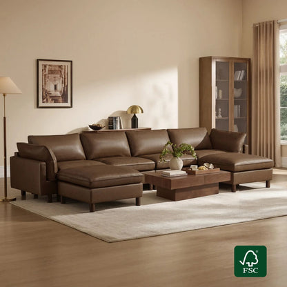 Brendon Modular 6-Seat Sectional Sofa with Wood Leg