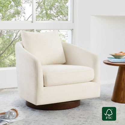 Wren Modern Swivel Accent Chair with Back Cushion