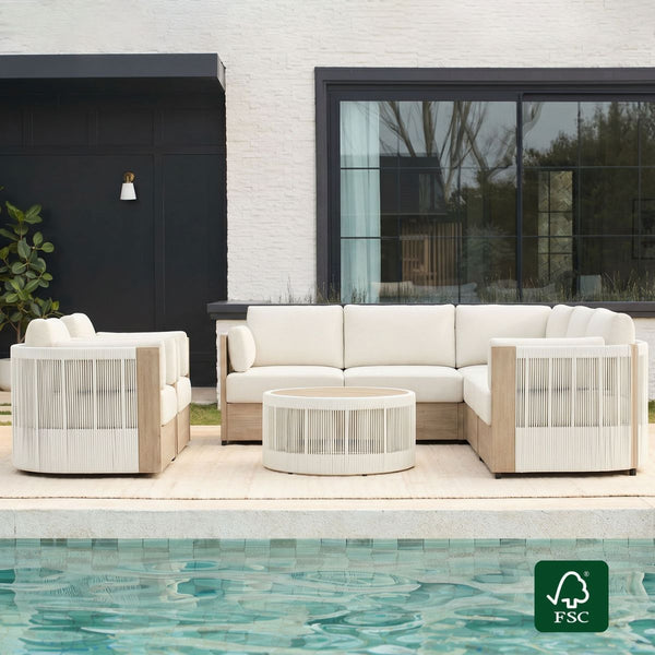 Clover Acacia Wood Rope Outdoor Modular Sectional Set