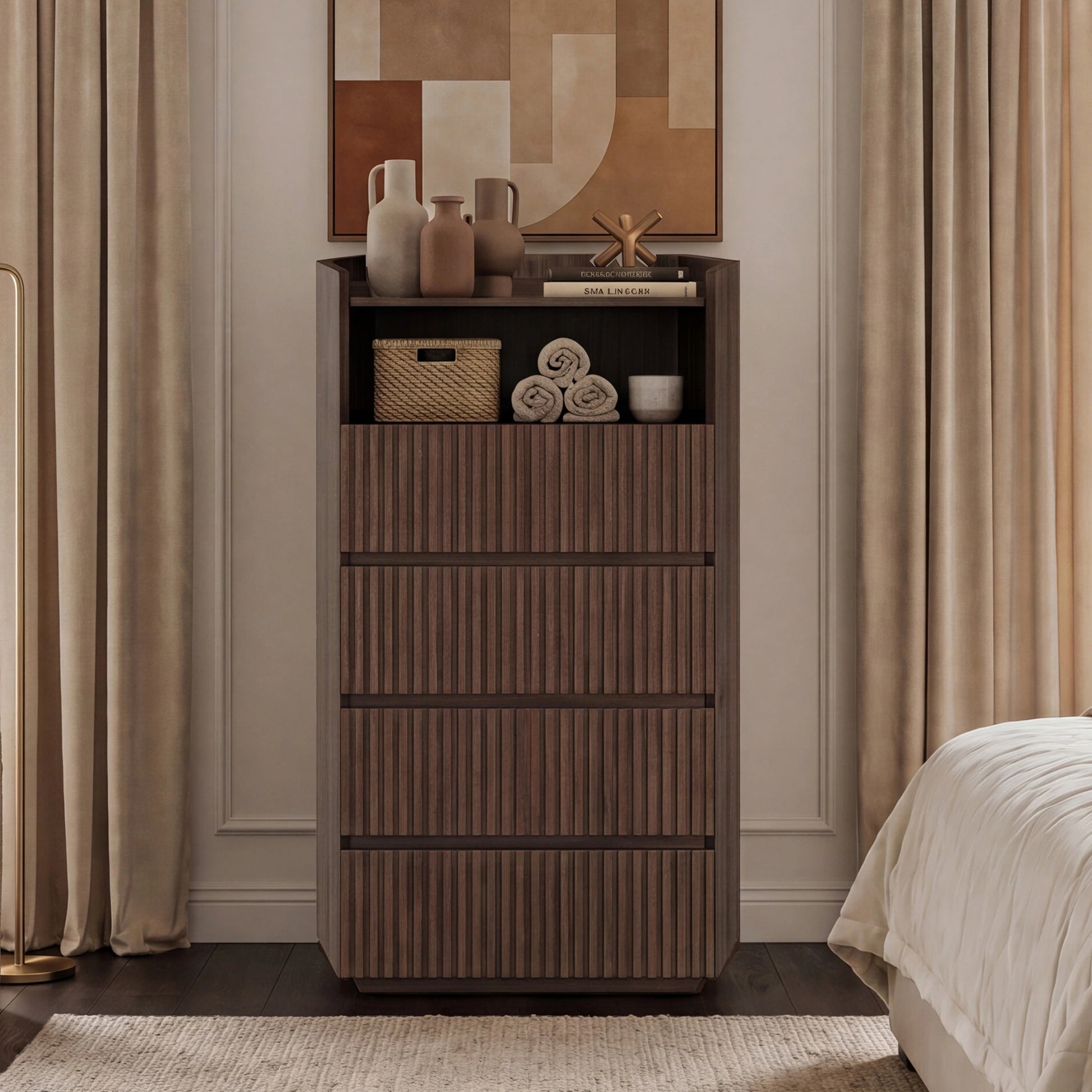 28" Coral Solid Wood 4-Drawer Fluted Dresser  - CHITA Living