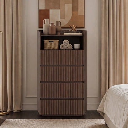 28" Coral Solid Wood 4-Drawer Fluted Dresser  - CHITA Living
