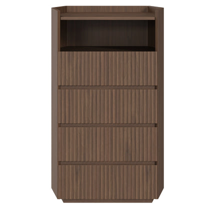 28" Coral Oak 4-Drawer Fluted Dresser