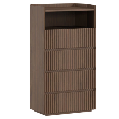 28" Coral Oak 4-Drawer Fluted Dresser