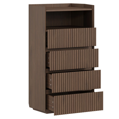 28" Coral Oak 4-Drawer Fluted Dresser