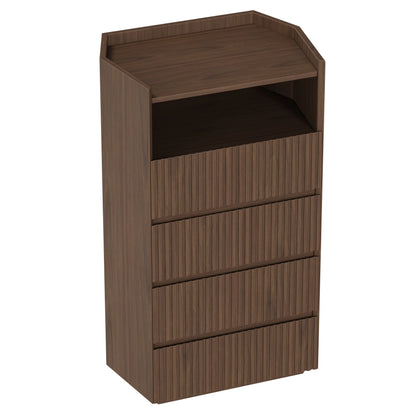 28" Coral Oak 4-Drawer Fluted Dresser