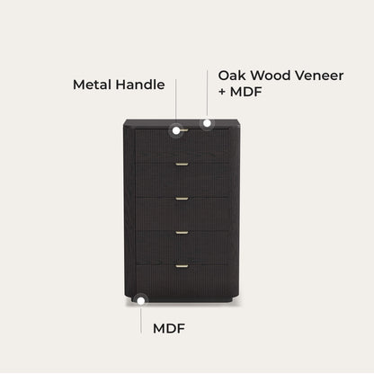 30" Irais Fluted 5-Drawer Dresser