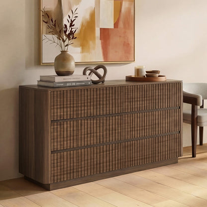 46" Coral 6-Drawer Fluted Double Dresser Sideboard