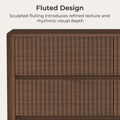 46" Coral 6-Drawer Fluted Double Dresser Sideboard