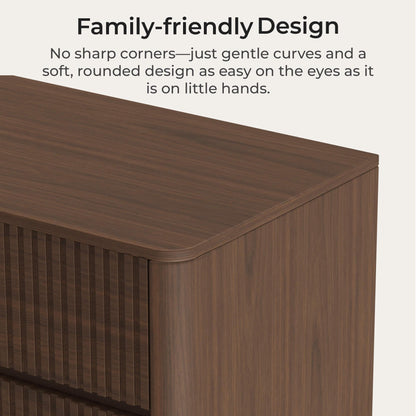 46" Coral 6-Drawer Fluted Double Dresser Sideboard