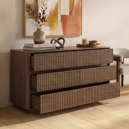 46" Coral 6-Drawer Fluted Double Dresser Sideboard