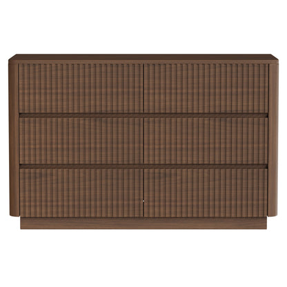 46" Coral 6-Drawer Fluted Double Dresser Sideboard