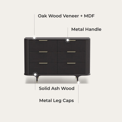 47" Irais Solid Wood 6-Drawer Dresser