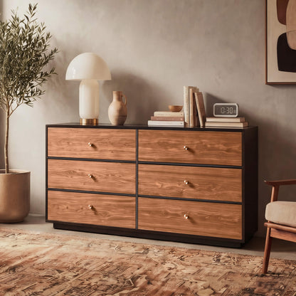 48" Vanessa 6-Drawer Wood Double Dresser Sideboard