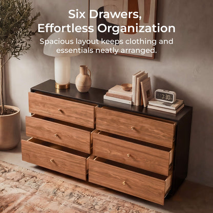 48" Vanessa 6-Drawer Wood Double Dresser Sideboard