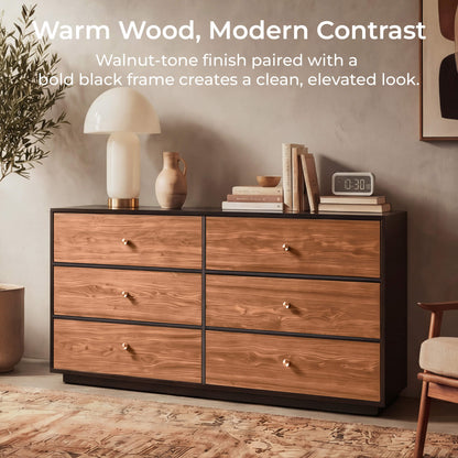 48" Vanessa 6-Drawer Wood Double Dresser Sideboard