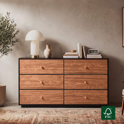 48" Vanessa 6-Drawer Wood Double Dresser Sideboard