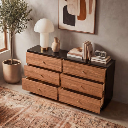 48" Vanessa 6-Drawer Wood Double Dresser Sideboard