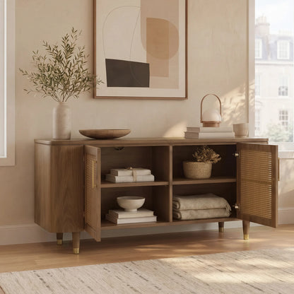 51" Vision Ash Sideboard with Woven Cane Doors