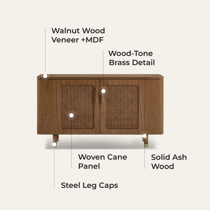 51" Vision Ash Sideboard with Woven Cane Doors
