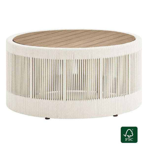 Clover Acacia Wood Rope Outdoor Coffee Table
