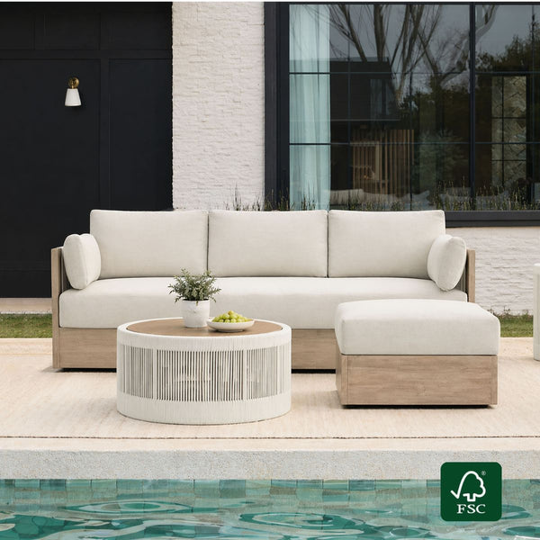 Clover Acacia Wood Rope Outdoor Fully-assembled 3-Seater Sofa