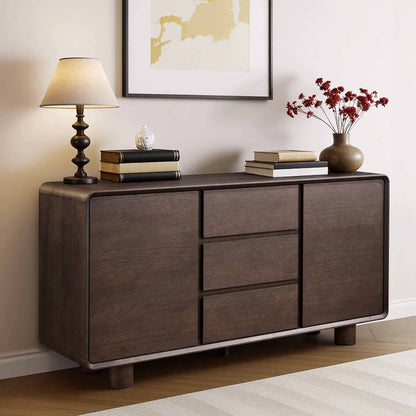 63" Eason Vintage White Oak Coffee Sideboard Buffet