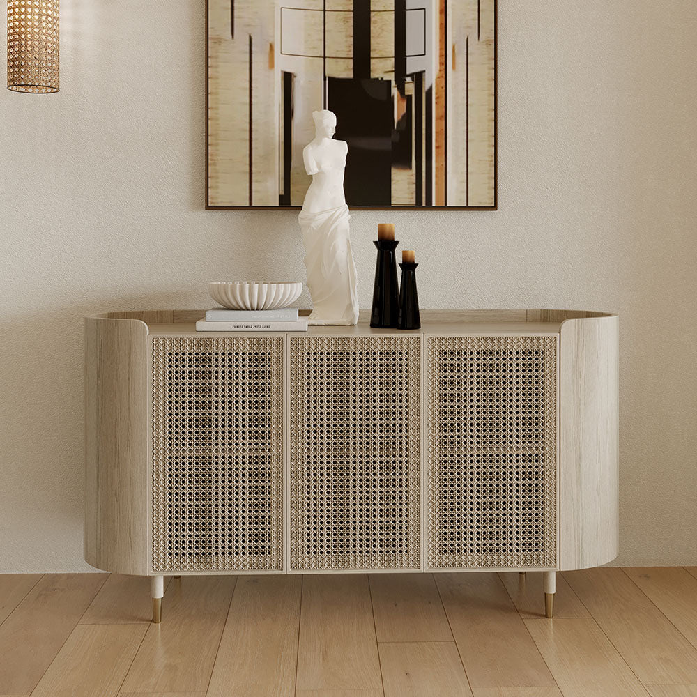 63" Renee Scandinavian Sideboard with Woven Rattan - CHITA Living