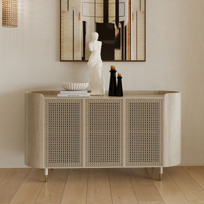 63" Renee Scandinavian Sideboard with Woven Rattan - CHITA Living