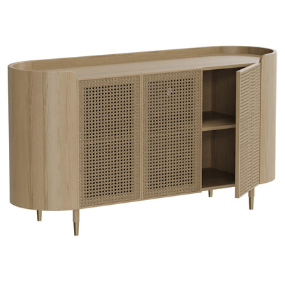 63" Renee Scandinavian Sideboard with Woven Rattan