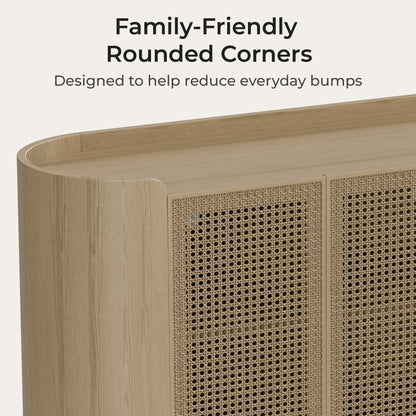 63" Renee Scandinavian Sideboard with Woven Rattan