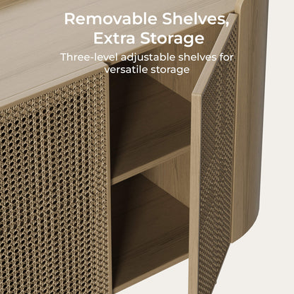 63" Renee Scandinavian Sideboard with Woven Rattan