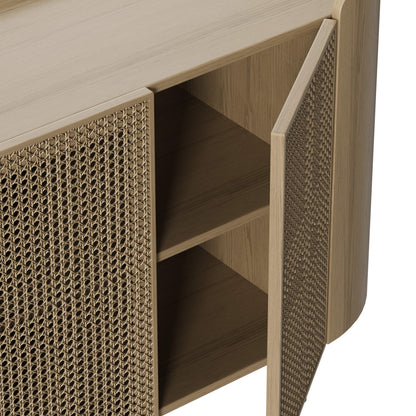 63" Renee Scandinavian Sideboard with Woven Rattan