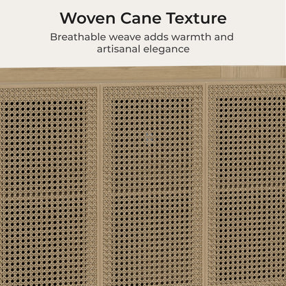 63" Renee Scandinavian Sideboard with Woven Rattan