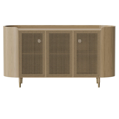 63" Renee Scandinavian Sideboard with Woven Rattan