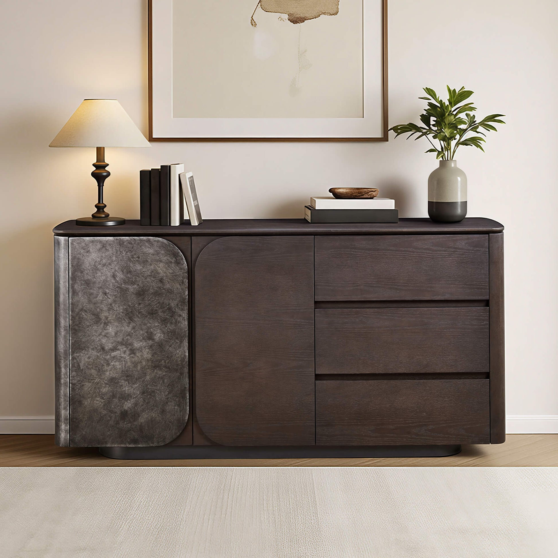 63" Samuel Modern Scandinavian Sideboard with Metallic Lacquer Door - CHITA Living