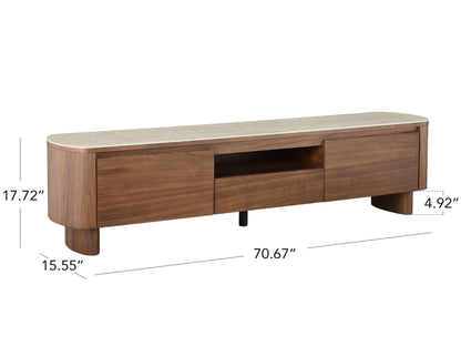 71" Chad Classic Open Shelf Functional TV Stand with Drawer