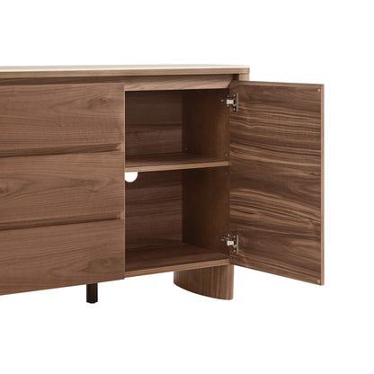 63" Chad Mid-Century Natural Wood Sideboard Buffet with Doors